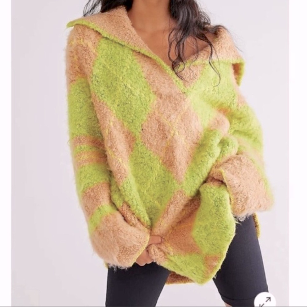 Free People Sunshine To Follow Sweater in Lemon Sugar Combo Size XS